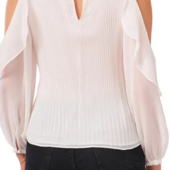 Ruffle Plissé Cold Shoulder Top - Picture 4 of 4